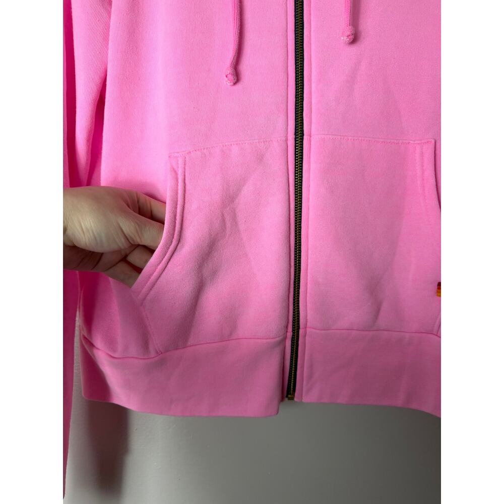 AVIATOR NATION Hoodie M Pink Pullover Venice Sweatshirt Zip Rainbow Sleeve NEW - Picture 9 of 12